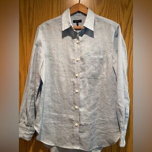 Rag & Bone Light Blue/Tan Striped Shirt 100% Linen size S